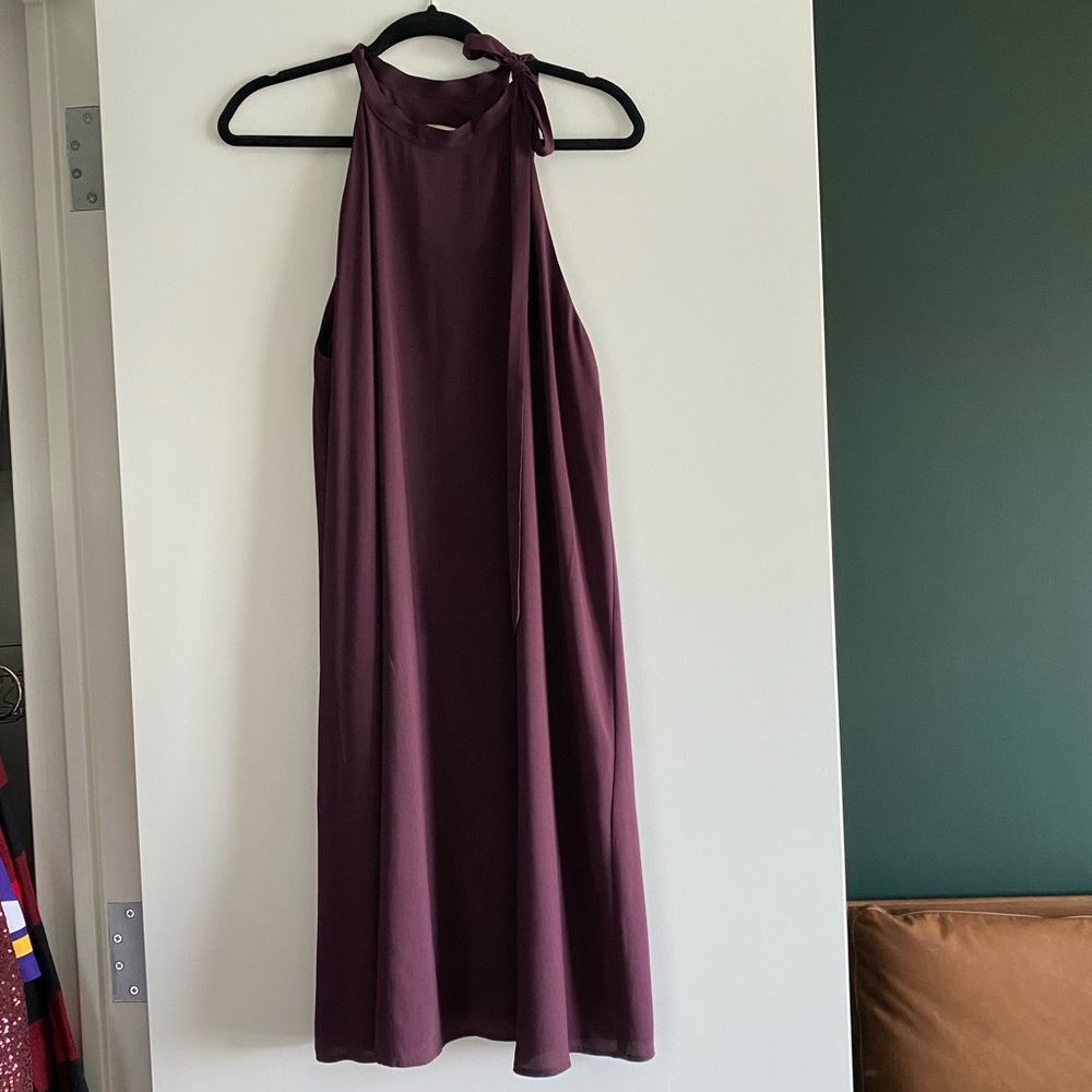 Loft Tie Neck Swing Dress - Delicate Plum
